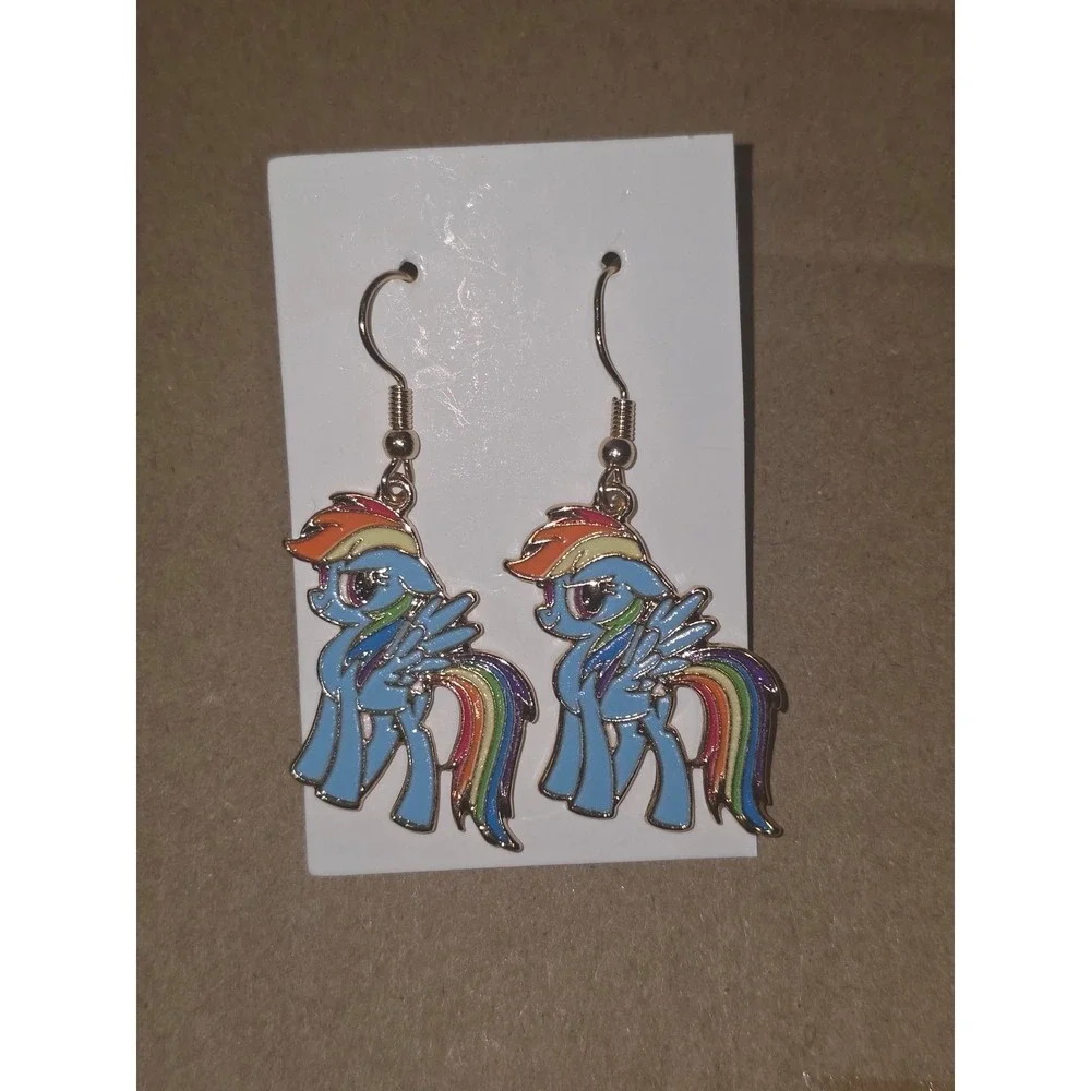 My Little Pony Hook Earrings! Rainbow Dash Enamel Charm Hypo-Allergenic